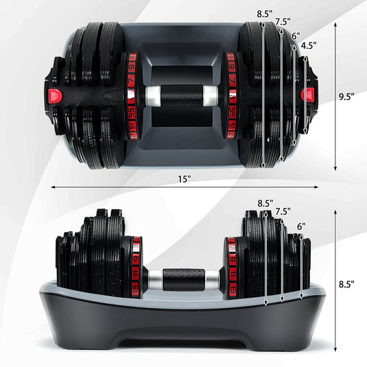 55 LBS Adjustable Dumbbell, Single Dumbbells Set with 18 Adjustable Free Weights Plates - GoplusUS