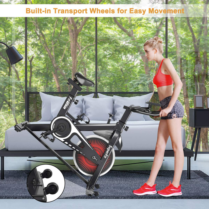 Load image into Gallery viewer, Goplus Indoor Cycling Bike, Silent Belt Drive Exercise Bike with Steel Flywheel, Phone Holder - GoplusUS
