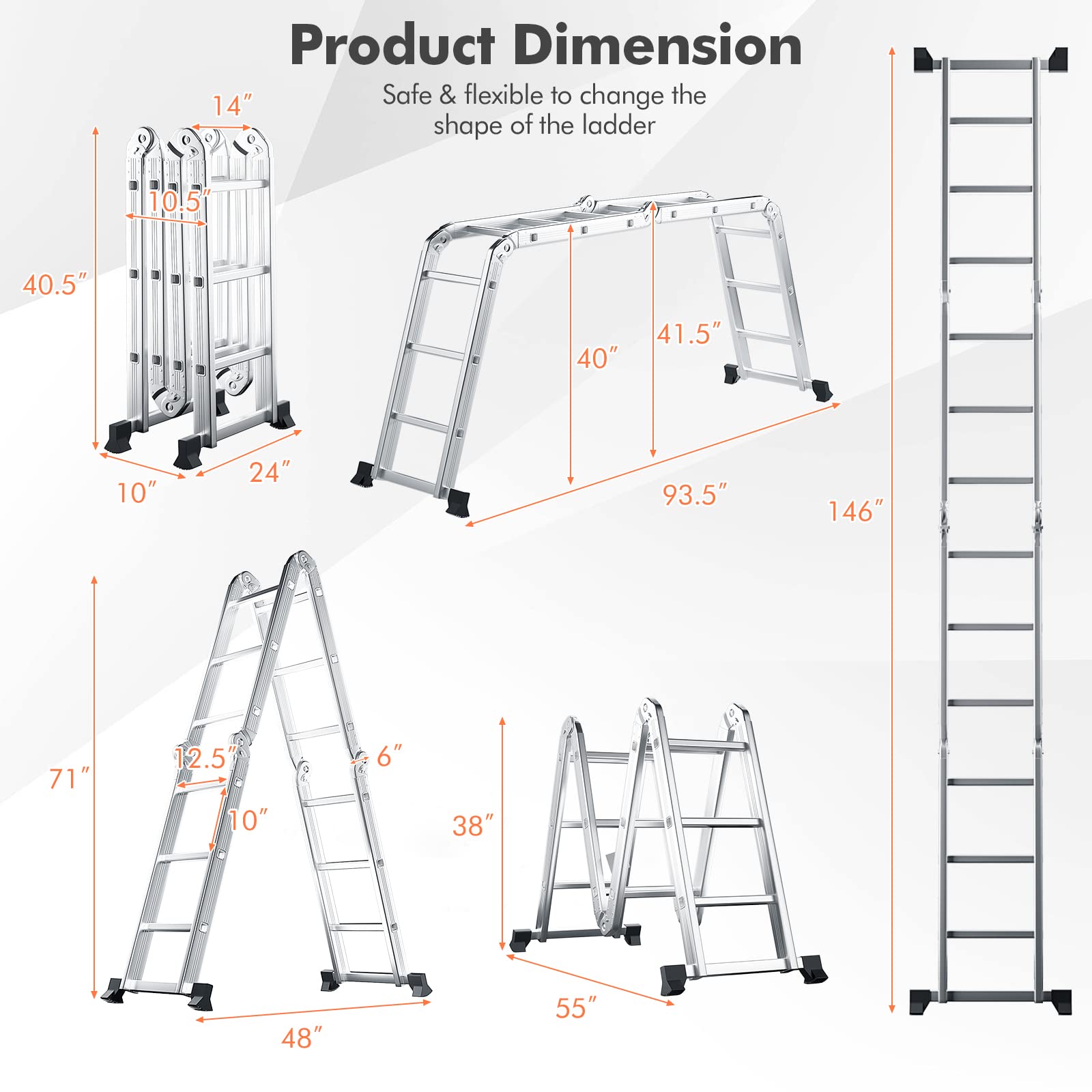Goplus 12.2 FT Folding Step Ladder