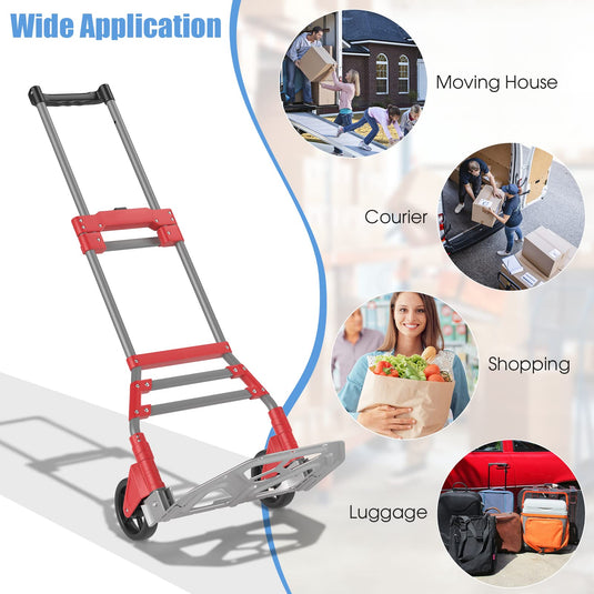 Goplus Folding Hand Truck, 150 LBS Weight Capacity Portable Cart with Telescoping Handle
