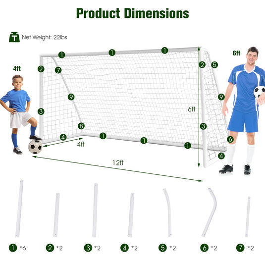 Goplus Soccer Goal, 12FT x 6FT x 4FT Soccer Net with Strong UPVC Frame –  GoplusUS