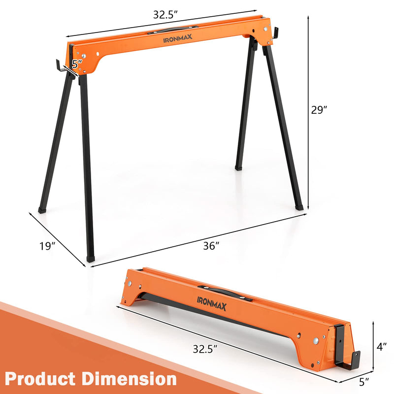 Load image into Gallery viewer, Goplus Folding Sawhorses Twin Pack, Portable Saw Horses with 2x4 Support Arms, 1322 LB Capacity

