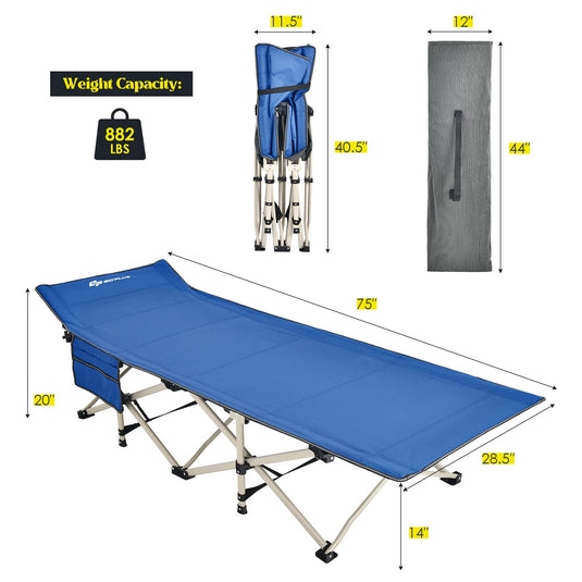 Folding Camping Cot, 882LBS (Max Load) 28.5'' Extra Wide - GoplusUS