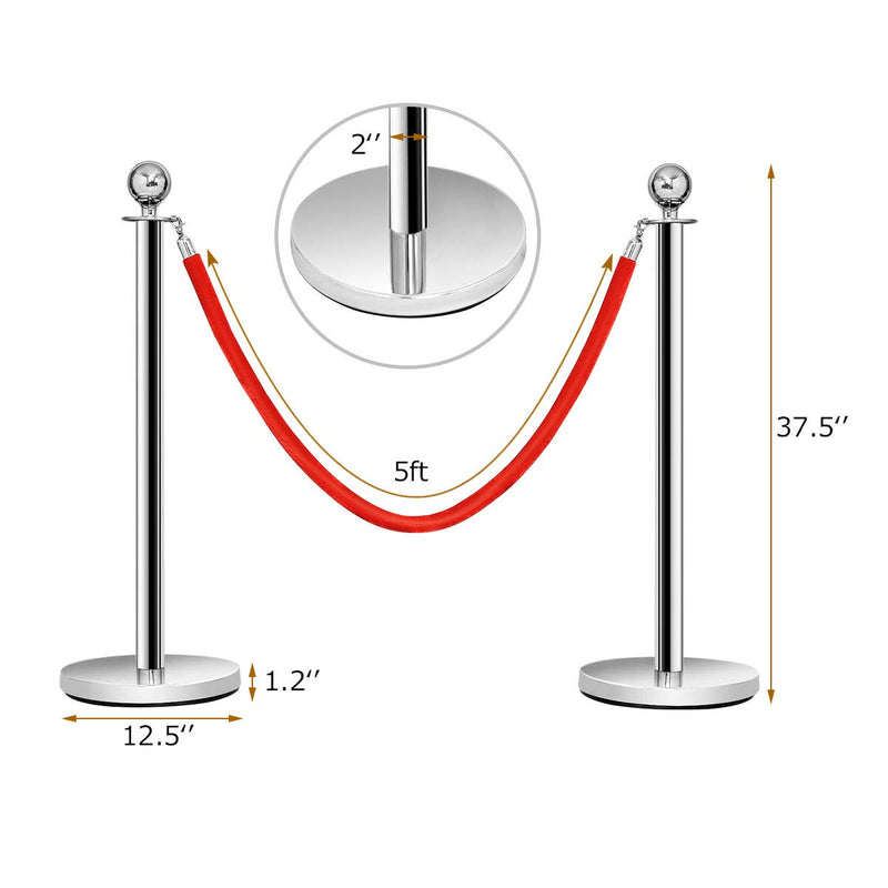 Load image into Gallery viewer, Goplus 6Pcs Stanchion Set, Round Top Polished Stainless Stanchions Posts Queue Pole - GoplusUS
