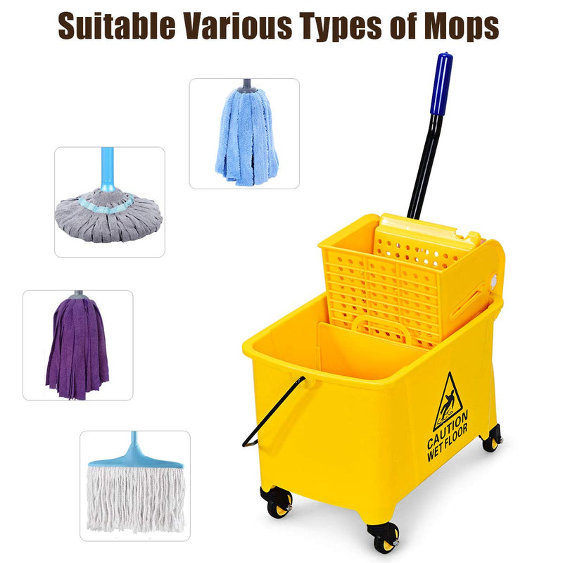 Load image into Gallery viewer, GOPLUS Commercial Mop Bucket with Wringer, Household Portable Mop Bucket, Ideal for Household and Public Places Floor - GoplusUS
