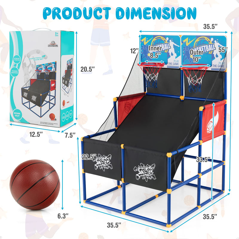Load image into Gallery viewer, Goplus Kids Basketball Arcade Game, Dual Shot Basketball Game for 2 Players with 4 Balls &amp; Inflation Pump - GoplusUS
