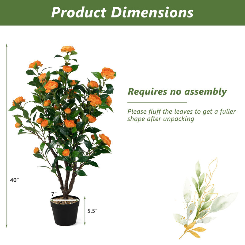 Load image into Gallery viewer, Goplus 40&quot; Artificial Camellia Tree, Flower Plants Artificial Tree, Faux Floral Plant
