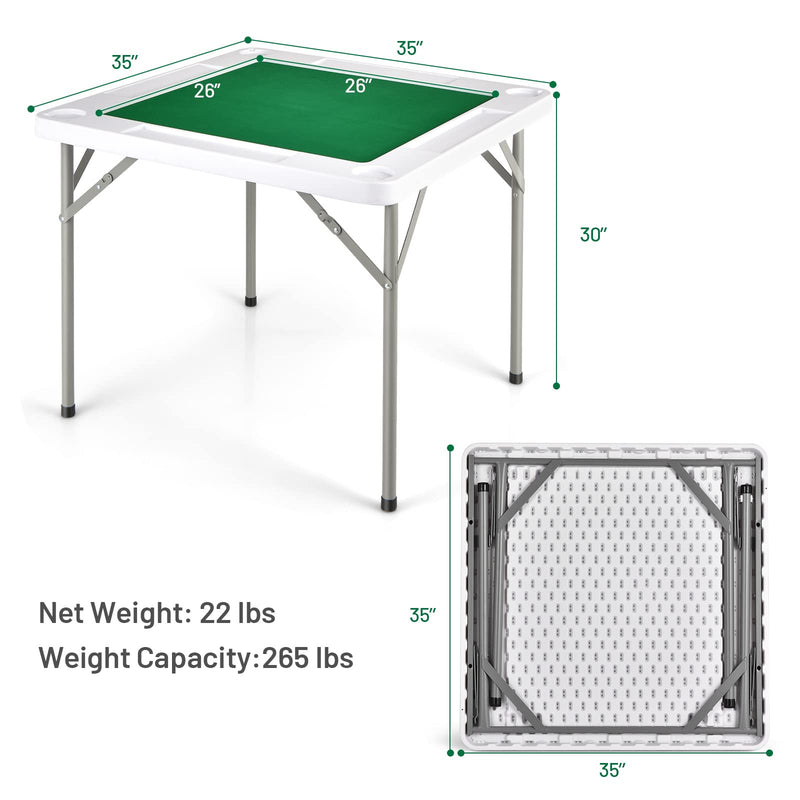 Load image into Gallery viewer, 35&quot; Folding Mahjong Table | Portable Square Poker Table w/Wear-Resistant PVC Desktop - GoplusUS
