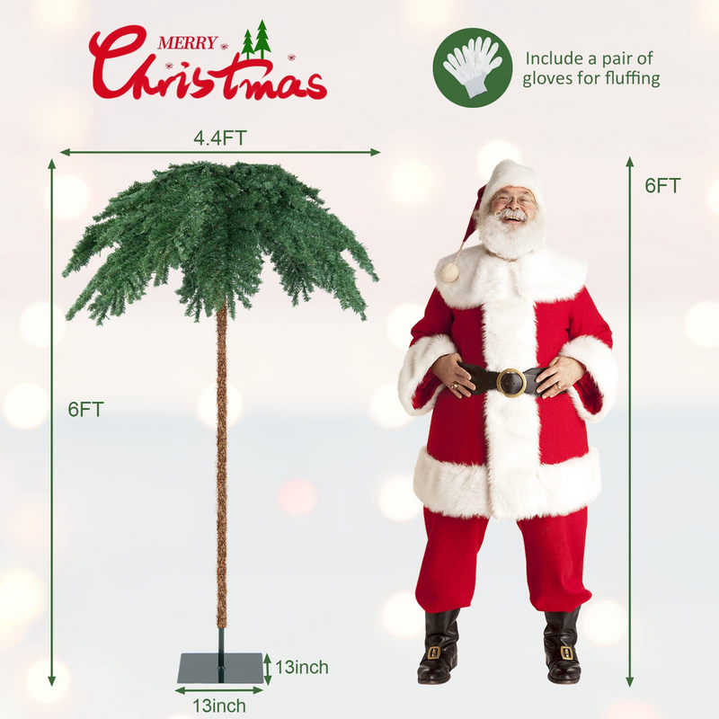 Load image into Gallery viewer, Goplus 6ft Pre-Lit Christmas Tree, Artificial Xmas Palm Tree W/ 250 Warm-White LED Lights - GoplusUS
