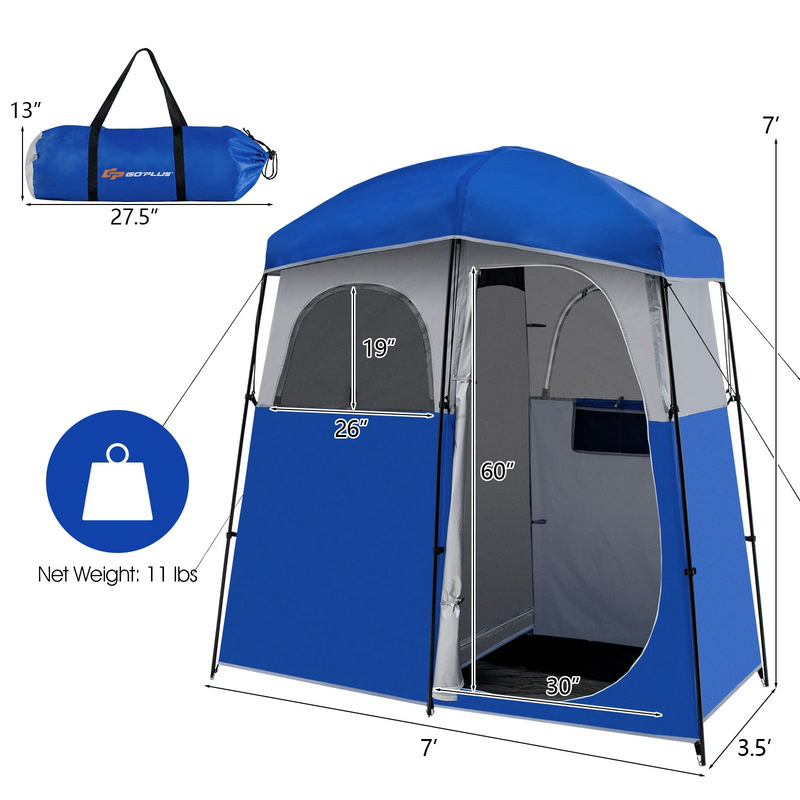 Load image into Gallery viewer, Goplus 2 Rooms Shower Tent, Oversize Outdoor Privacy Shelter Tent with Carrying Bag - GoplusUS
