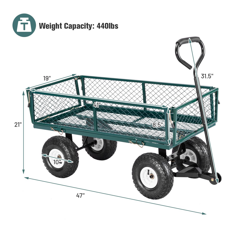 Load image into Gallery viewer, Goplus Steel Garden Cart, Outdoor Utility Wagon with Removable Sides, Heavy Duty 440LBS Capacity - GoplusUS
