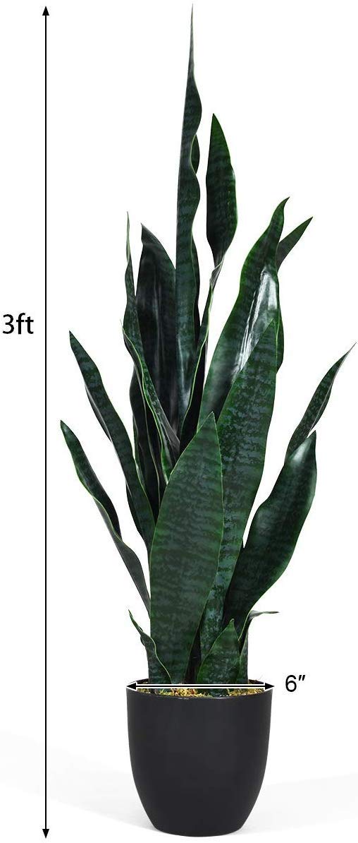 Load image into Gallery viewer, Goplus Fake Snake Plant, 2 Pack 36&quot; Tall Artificial Potted Floor Plant
