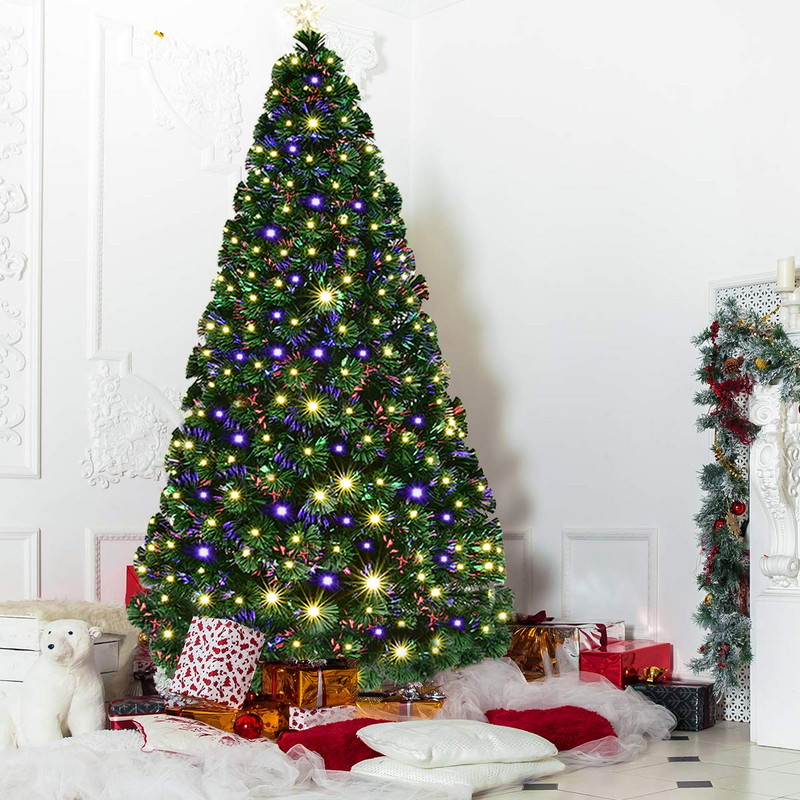 Load image into Gallery viewer, Goplus 7FT Artificial Christmas Tree Pre-Lit Optical Fiber Tree - GoplusUS
