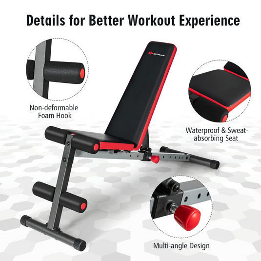 Goplus Adjustable Weight Bench, Workout Bench with 9-Level Adjustable Backrest - GoplusUS
