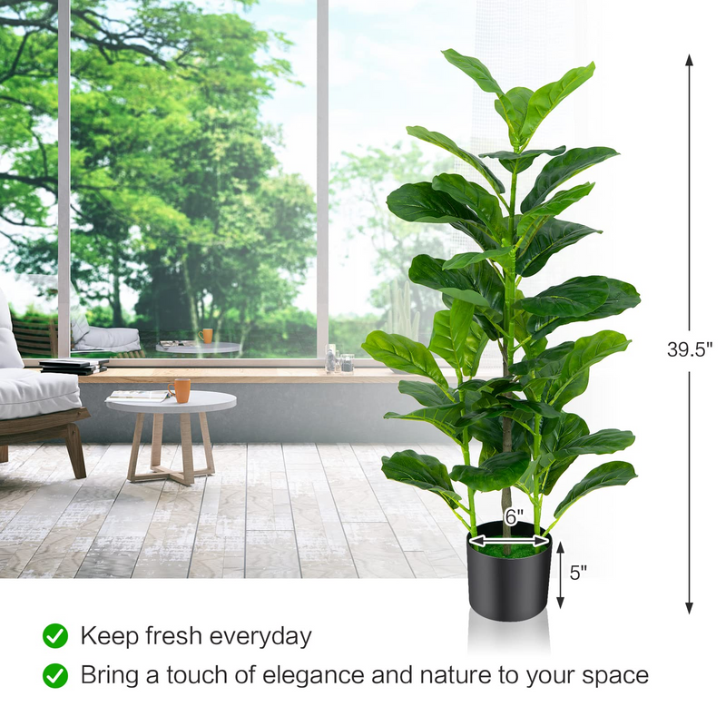 Load image into Gallery viewer, Goplus Fake Fiddle Leaf Fig Tree, 2-Pack 3.3 FT Tall Artificial Tree Greenery Plants in Pots W/40 Leaves - GoplusUS
