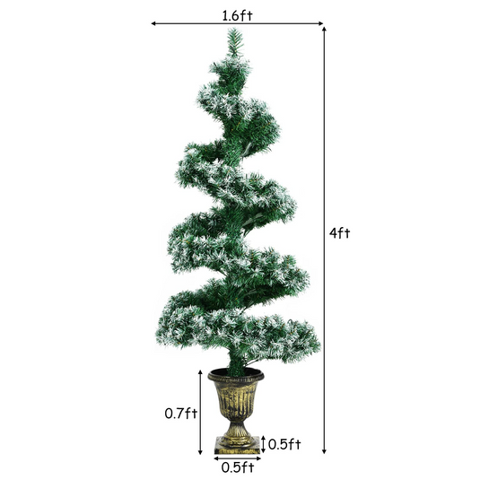 Goplus 4ft Pre-Lit Christmas Tree for Entrances, 2 Pack Artificial Spiral Topiary Tree - GoplusUS