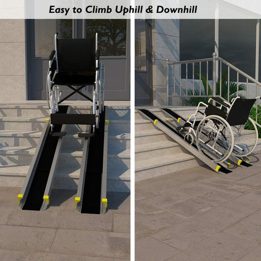 Adjustable Step Ramps Goplus Wheelchair Ramp, Adjustable Portable Aluminum Ramps with Non-Sk ...