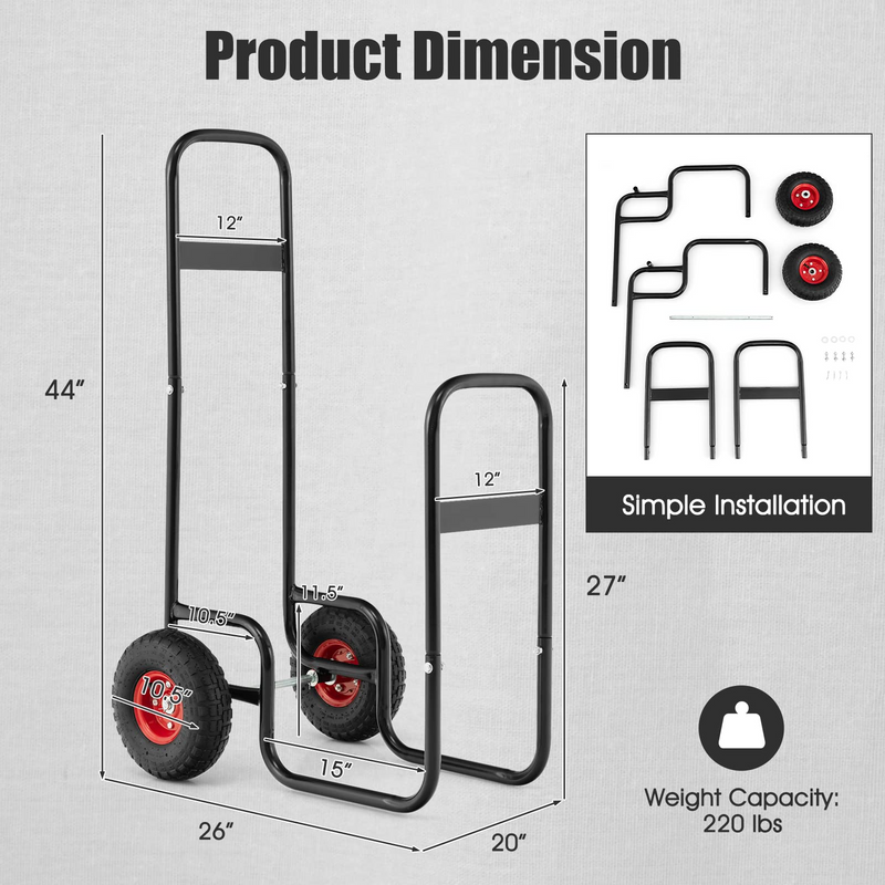 Load image into Gallery viewer, Goplus Firewood Log Cart, Outdoor Indoor Firewood Rack Storage Mover with Wear-Resistant Rubber Wheels - GoplusUS
