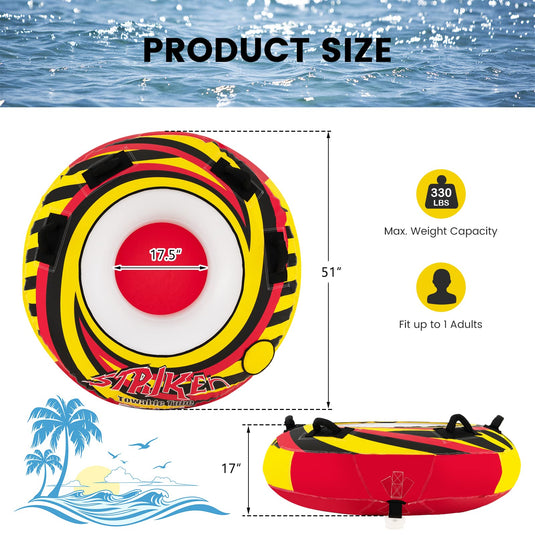 Goplus Inflatable Towable Tubes for Boating, Water Sport Towables for Boat to Pull, Boat Tube with Drainage