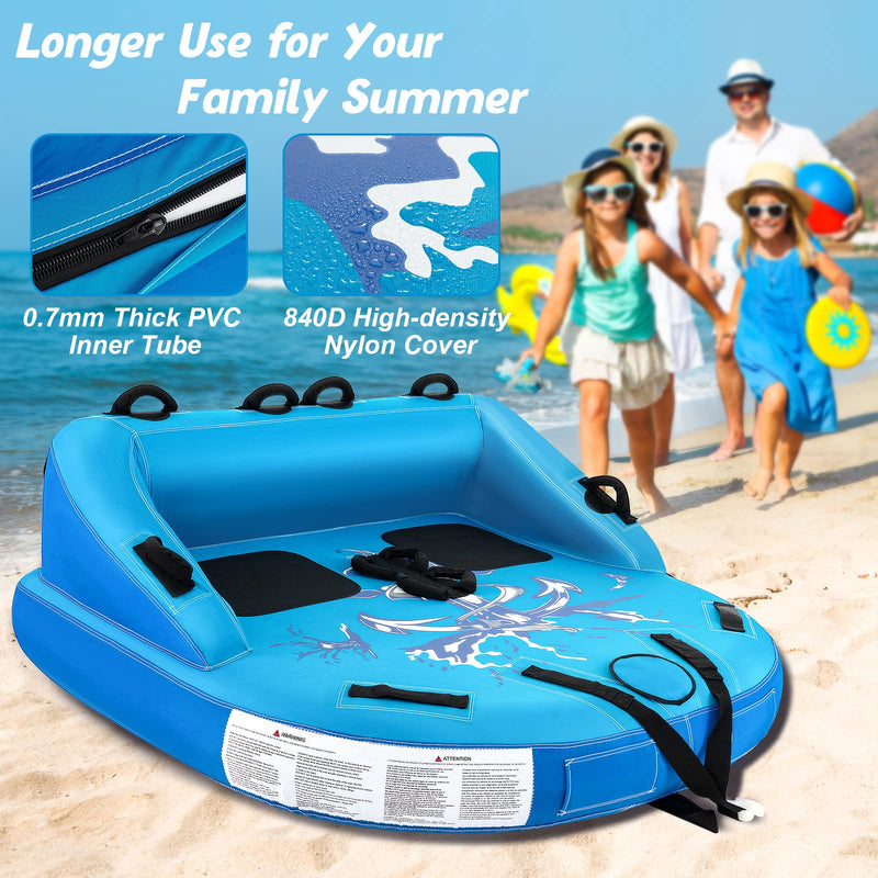 Load image into Gallery viewer, Goplus Inflatable Towable Tubes for Boating, 1-2 Person Water Sport Towables for Boat to Pull, Sofa Style Boat Tube with Drainage
