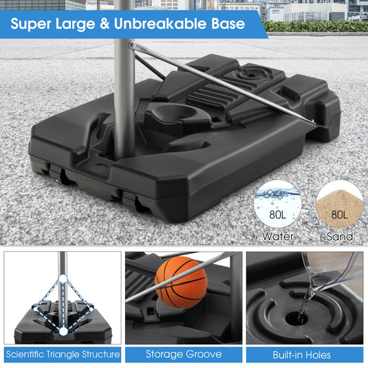 Goplus Portable Basketball Hoop Outdoor, 64"-79" Poolside Basketball Goal Height Adjustable