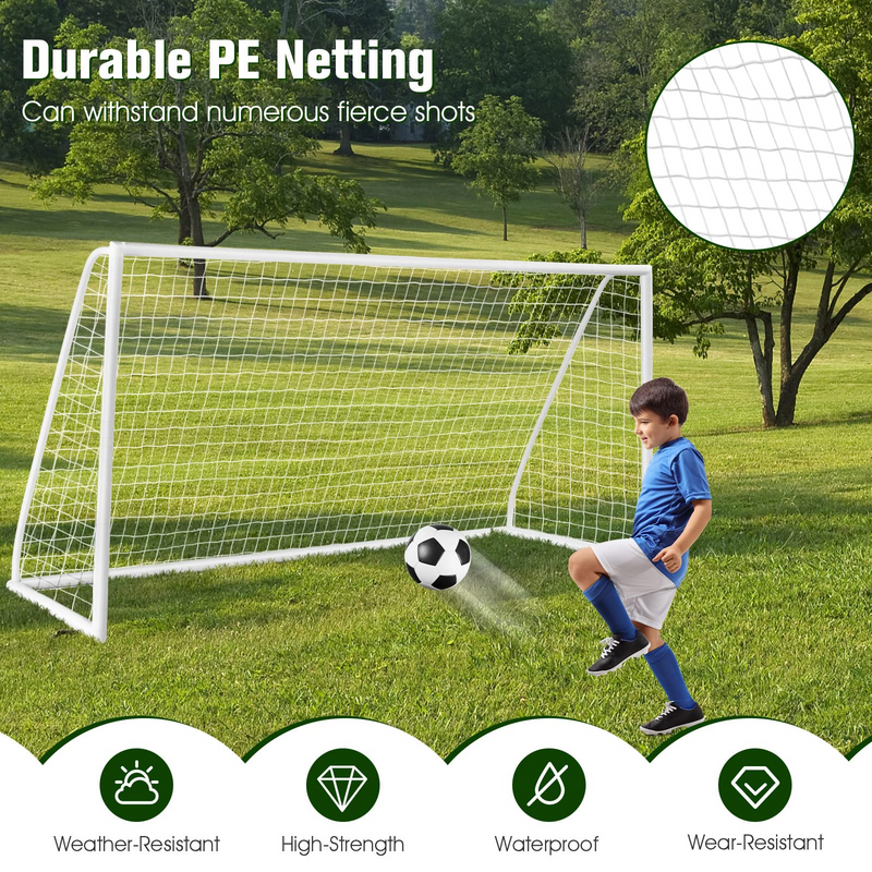 Load image into Gallery viewer, Goplus Soccer Goal, 6FT x 4FT/12FT x 6FT Soccer Net with Strong UPVC Frame, Quick Set-up, High-Strength Netting - GoplusUS
