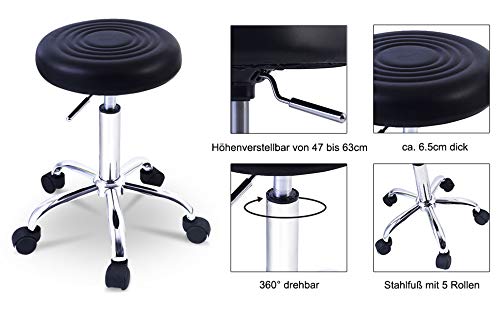 Load image into Gallery viewer, Goplus Adjustable Hydraulic Rolling Swivel Bar Stool Bonded Leather Tattoo Facial Massage Spa - GoplusUS
