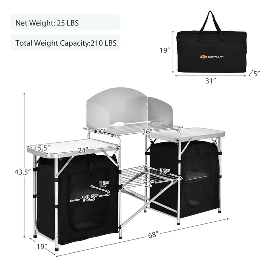 Goplus Folding Camping Kitchen Table with Storage - GoplusUS