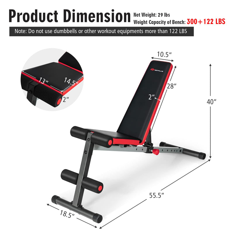 Load image into Gallery viewer, Goplus Adjustable Weight Bench, Workout Bench with 9-Level Adjustable Backrest - GoplusUS
