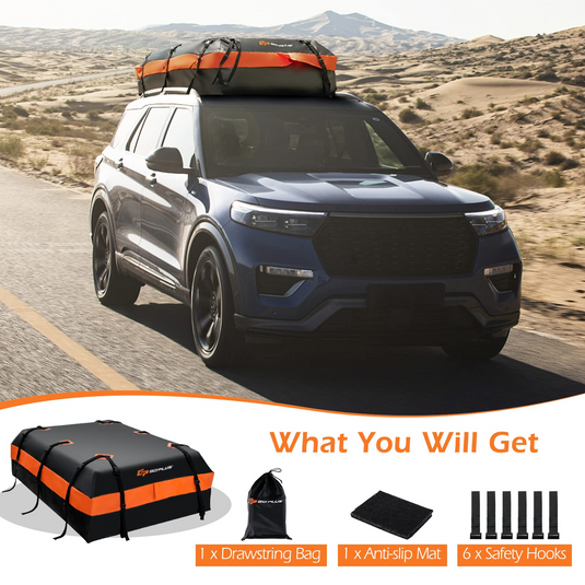 Goplus Car Rooftop Cargo Carrier Bag, 21 Cubic 100% Waterproof Soft Car Roof Bag for All Vehicles with/Without Rack - GoplusUS