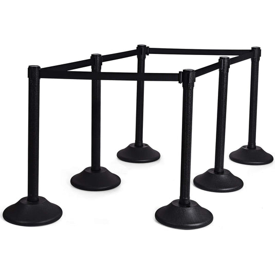 2Pcs Stanchion Post, Crowd Control Rope Barrier with 6.3 Foot Retractable Belt - GoplusUS