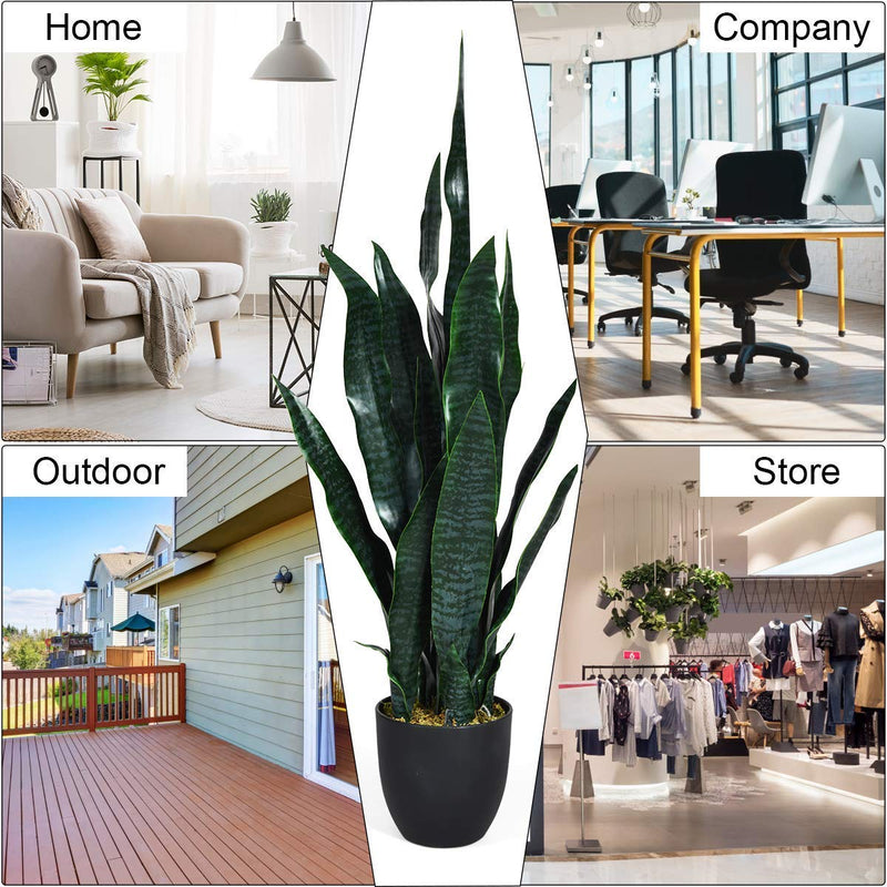 Goplus Fake Snake Plant, 36 Tall Artificial Potted Floor Plant, Large Faux  Sansevieria Plant with 6'' Pot and 20pcs Leaves for Living Room House