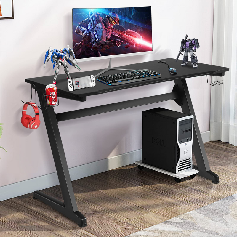 Load image into Gallery viewer, Goplus 45.5 Gaming Desk, Z Shaped Racing Game Table with Carbon Fiber Surface, Mouse Mat - GoplusUS
