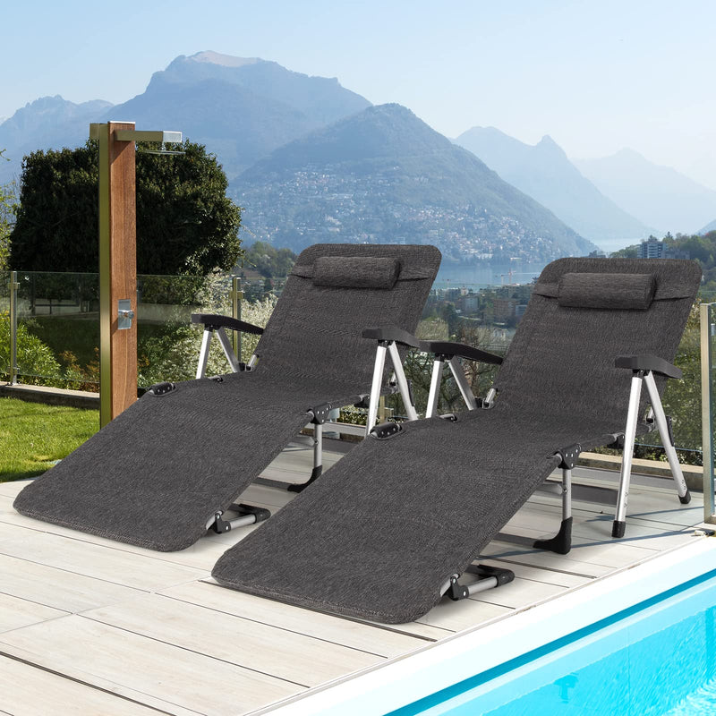 Load image into Gallery viewer, Chaise Lounge Chair, Folding Outdoor Patio Lounger with Cup Holder &amp; Detachable Headrest - GoplusUS

