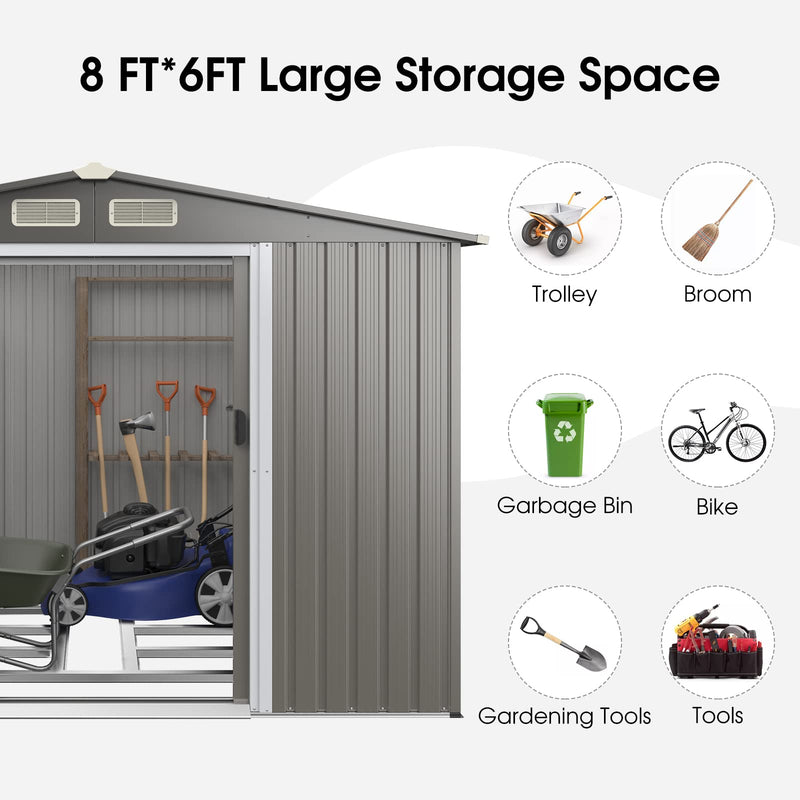 Load image into Gallery viewer, Goplus Outdoor Storage Shed, 8.5&quot;x 6.8&quot;x 6&quot; Weather-Resistant Utility Tool Organizer w/Foundation
