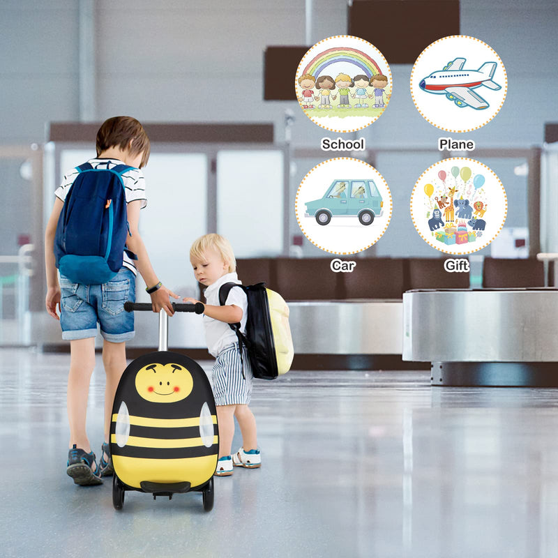 Load image into Gallery viewer, Goplus 2-in-1 Ride On Suitcase Scooter for Kids, Carry on Luggage with LED Flashing Wheels, Waterproof Shell (Bee) - GoplusUS
