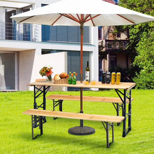 Goplus Folding Picnic Beer Table, Outdoor Camping Table - GoplusUS