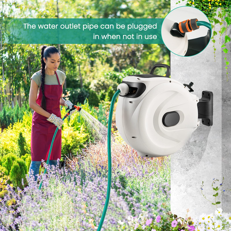 Load image into Gallery viewer, Goplus Retractable Garden Hose Reel, 1/2&quot; x 52.5 FT Wall Mounted Hose Reel with Auto Rewind - GoplusUS
