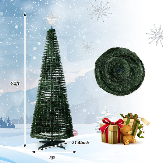 Goplus 6 FT Pop Up Christmas Tree, Pre-Lit Collapsible Xmas Tree with 282 RGB LED Lights