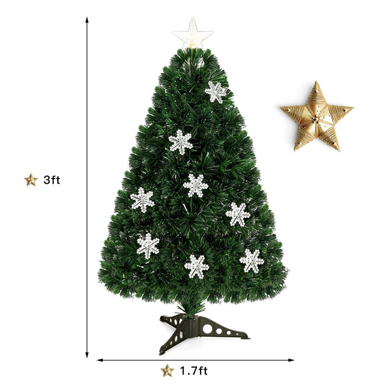 Load image into Gallery viewer, Artificial Pre-Lit Christmas Tree Fiber Optic Tree with Metal Stand, Xmas Tree for Holiday Decor - GoplusUS

