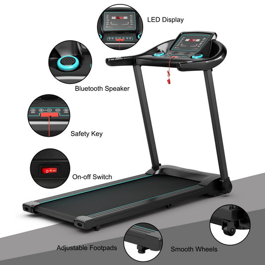 Goplus 2.25HP Folding Treadmill Portable Electric Superfit