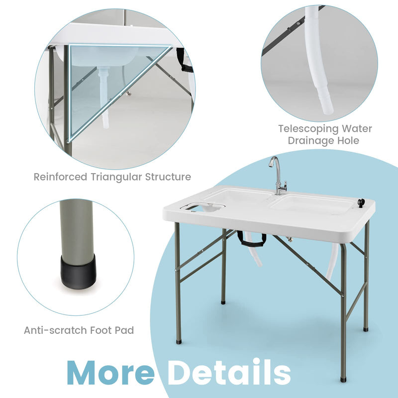 Load image into Gallery viewer, Goplus Folding Fish Cleaning Table with Dual Water Basins - GoplusUS
