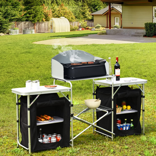Goplus Folding Camping Kitchen Table with Storage – GoplusUS