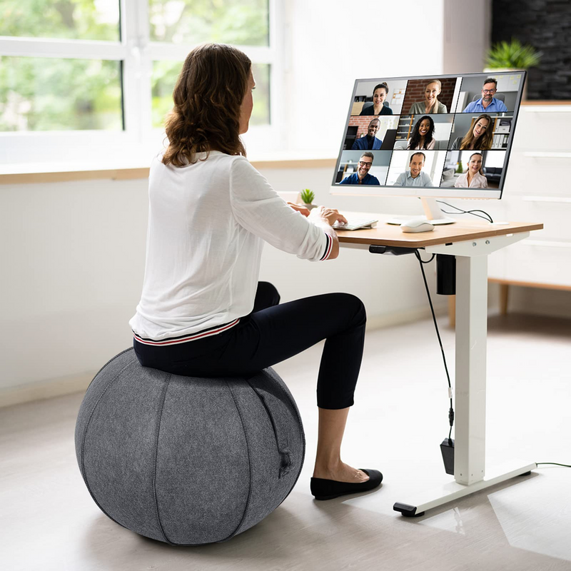 Load image into Gallery viewer, Goplus Yoga Ball Chair, Exercise Ball Yoga Ball with Cover &amp; Resistance Bands &amp; Handles &amp; Pump for Pilates Stability Balance Training - GoplusUS
