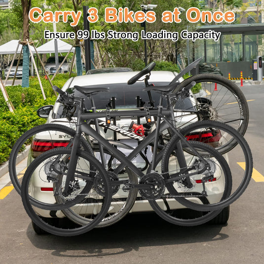 3 Bike Trunk Rack Goplus 3-Bike Mounted Rack, Trunk Mount Bike Rack with Adjustable Leng ...