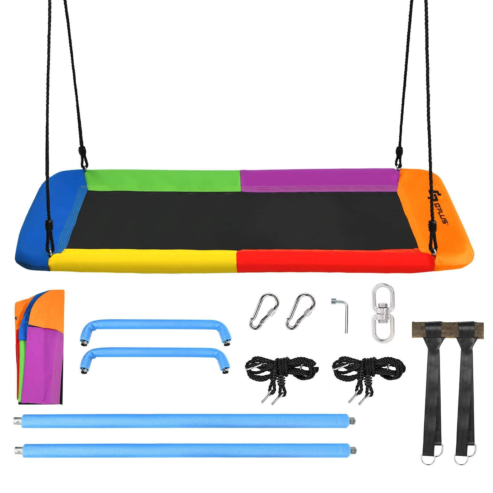 Blue 60-Inch Rectangle Platform Swing Replacement Fabric - 700lb Capacity With Handles