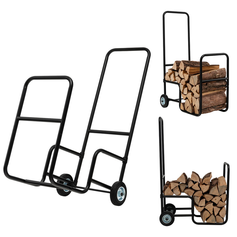 Load image into Gallery viewer, Goplus Firewood Log Cart Carrier, Indoor and Outdoor Wood Rack Storage Mover with Anti-Slip and Wear-Resistant Wheels - GoplusUS
