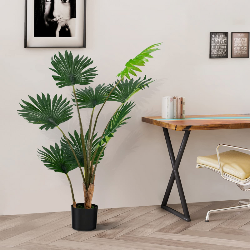 Load image into Gallery viewer, Goplus 4ft Artificial Fan Palm Tree, Fake Tropical Palm Tree with 8 Large Leaves - GoplusUS
