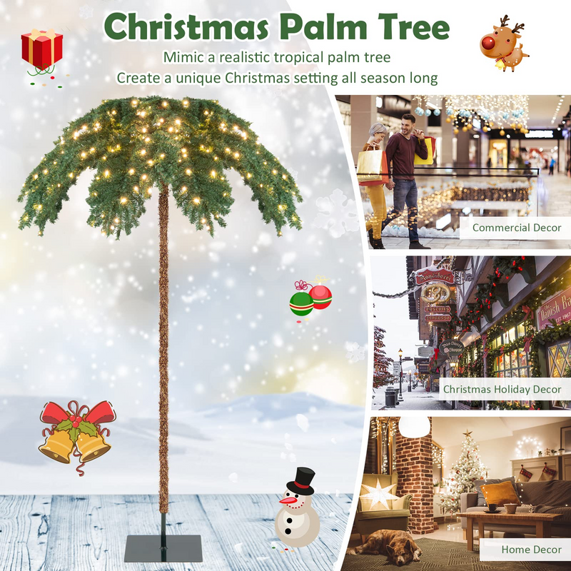 Load image into Gallery viewer, Goplus 6ft Pre-Lit Christmas Tree, Artificial Xmas Palm Tree W/ 250 Warm-White LED Lights - GoplusUS
