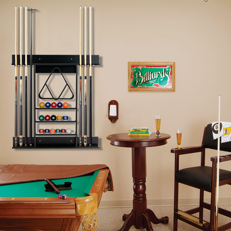 Load image into Gallery viewer, Goplus Pool Cue Rack, Wall Mounted Billiard Stick Holder, Made of Solid Pine Wood - GoplusUS
